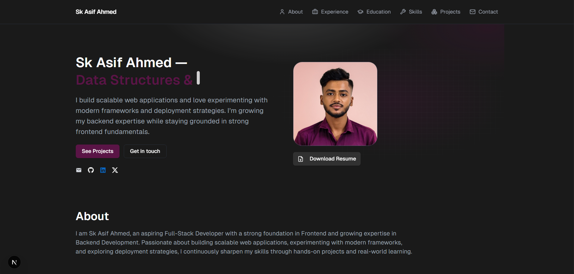 Personal Portfolio Website thumbnail